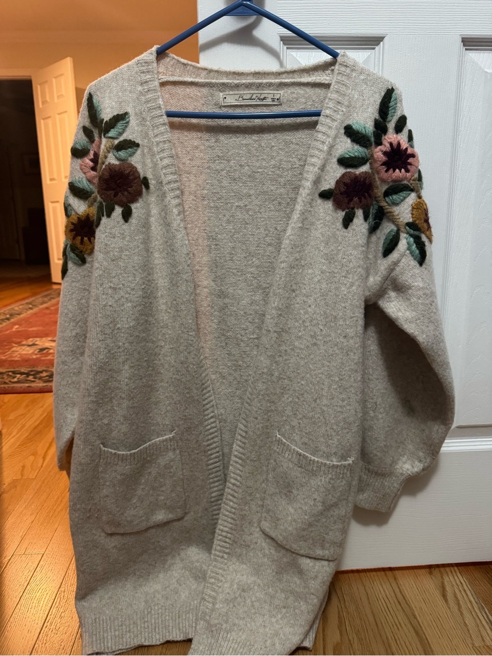 Sundance Boundless North Floral Embroidered Cardigan Sweater Size Small Boho